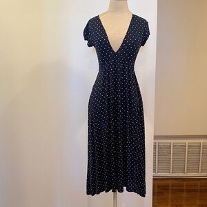 Elegant Blue Polka Dot Dress